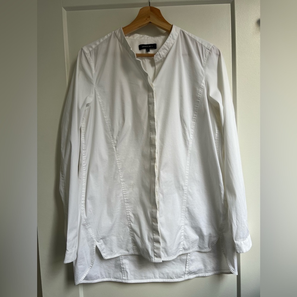 Lafayette 148 New York Off White Cotton Button Down Shirt in 8